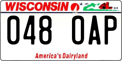 WI license plate 048OAP