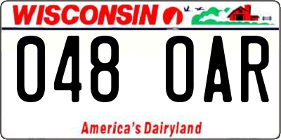 WI license plate 048OAR