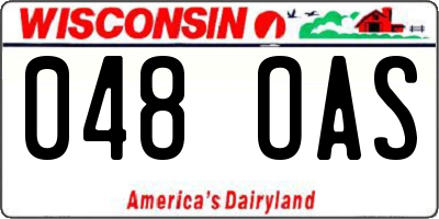 WI license plate 048OAS