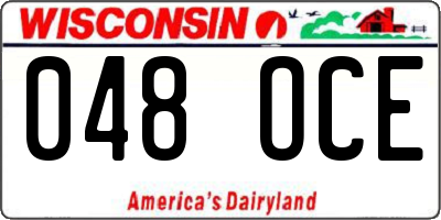 WI license plate 048OCE