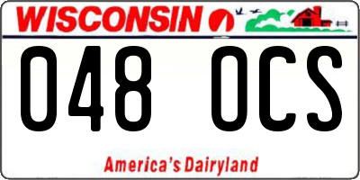 WI license plate 048OCS
