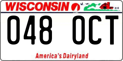 WI license plate 048OCT