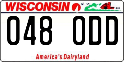 WI license plate 048ODD