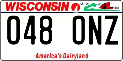 WI license plate 048ONZ