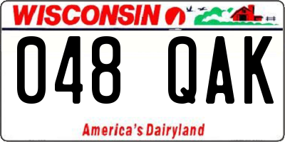 WI license plate 048QAK
