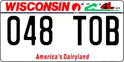 WI license plate 048TOB