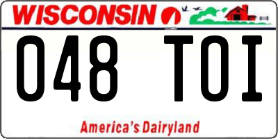 WI license plate 048TOI