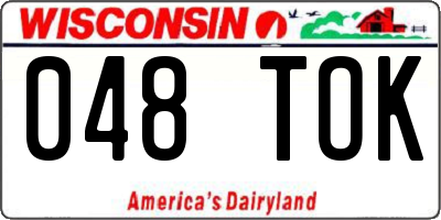 WI license plate 048TOK