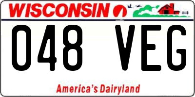 WI license plate 048VEG
