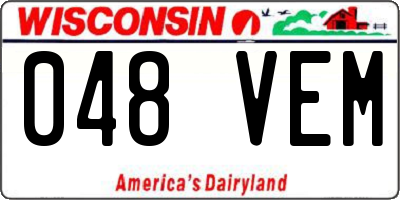 WI license plate 048VEM