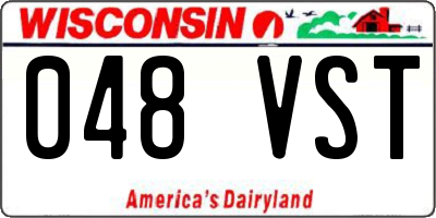 WI license plate 048VST