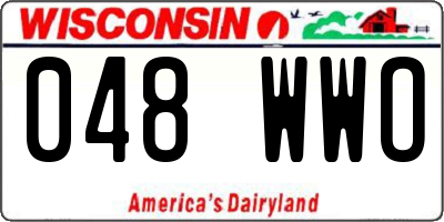 WI license plate 048WWO