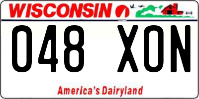 WI license plate 048XON