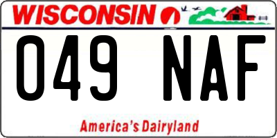 WI license plate 049NAF