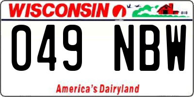 WI license plate 049NBW