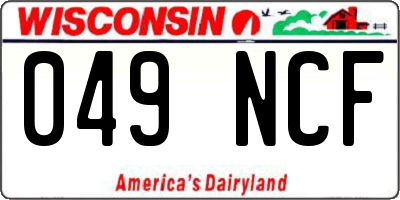 WI license plate 049NCF