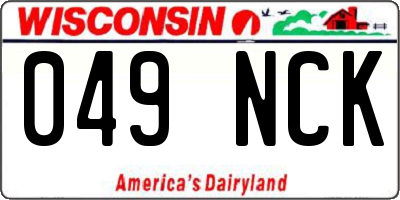 WI license plate 049NCK