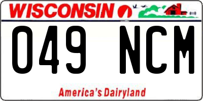WI license plate 049NCM