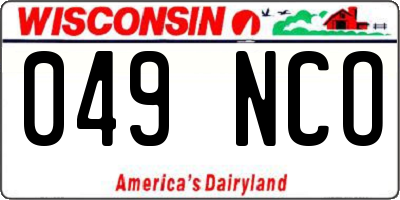WI license plate 049NCO