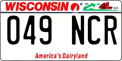 WI license plate 049NCR