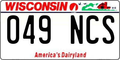 WI license plate 049NCS