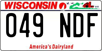 WI license plate 049NDF