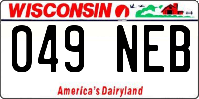 WI license plate 049NEB