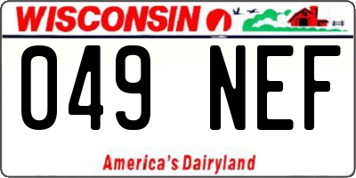 WI license plate 049NEF