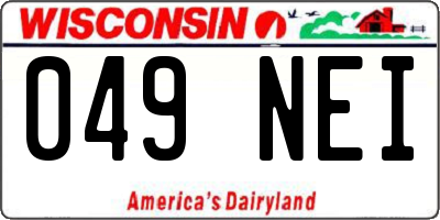 WI license plate 049NEI