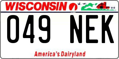 WI license plate 049NEK