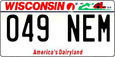 WI license plate 049NEM