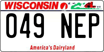 WI license plate 049NEP