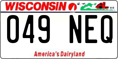 WI license plate 049NEQ
