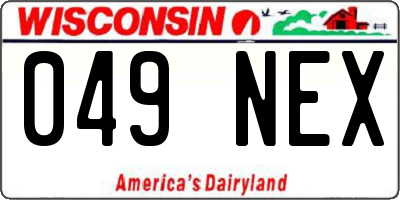 WI license plate 049NEX