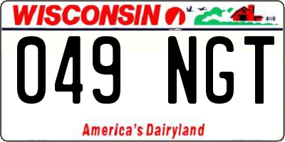 WI license plate 049NGT