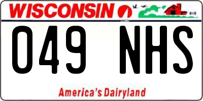 WI license plate 049NHS