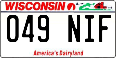 WI license plate 049NIF