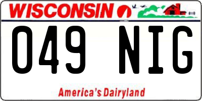 WI license plate 049NIG
