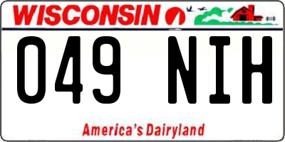WI license plate 049NIH