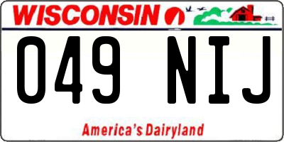 WI license plate 049NIJ