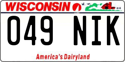 WI license plate 049NIK