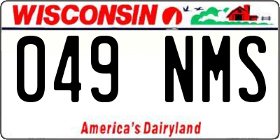 WI license plate 049NMS