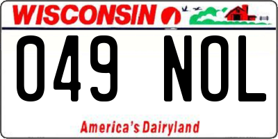WI license plate 049NOL