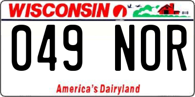 WI license plate 049NOR