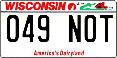 WI license plate 049NOT