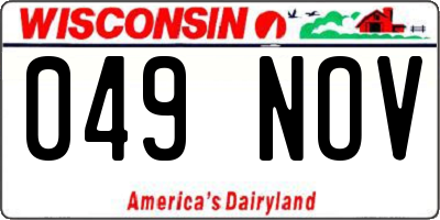 WI license plate 049NOV