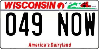WI license plate 049NOW