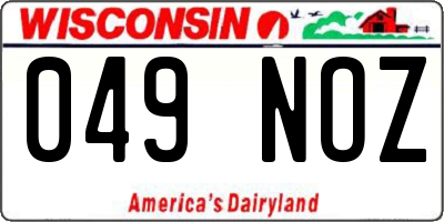 WI license plate 049NOZ