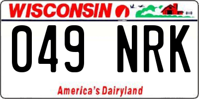 WI license plate 049NRK