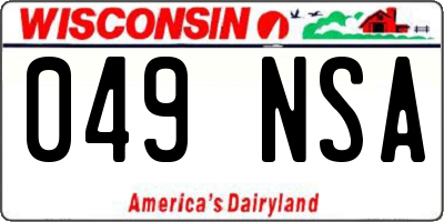 WI license plate 049NSA